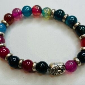 Chakra Stretch Bracelet With Buddha Head